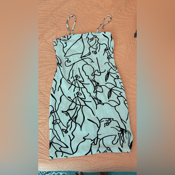 SHEIN Black Line Art Picasso Mini Dress - Picture 1 of 2